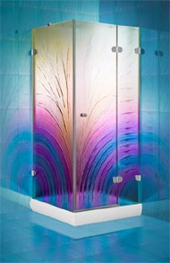 colored glass shower